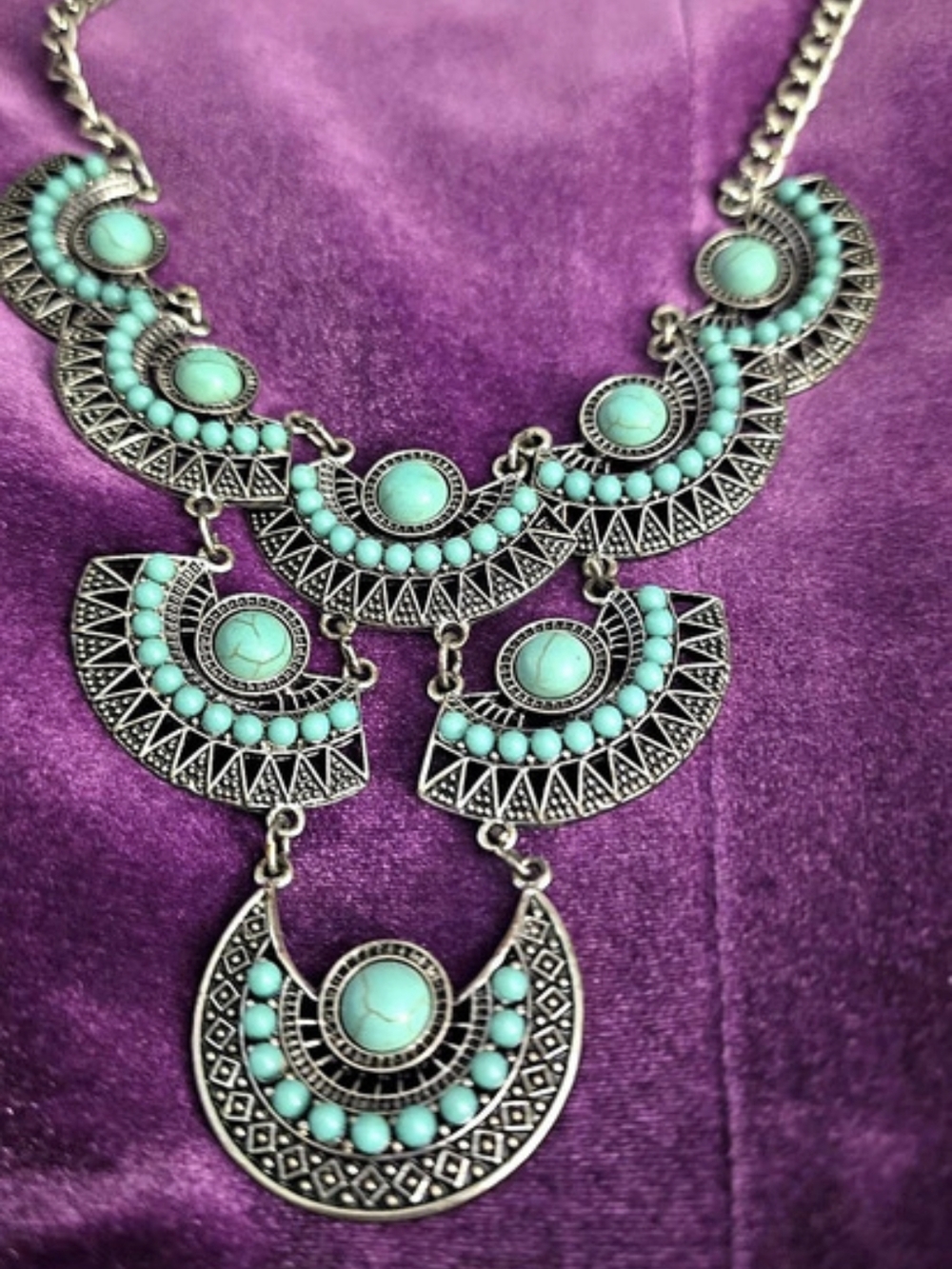 Turquoise Statement Necklace in Silver